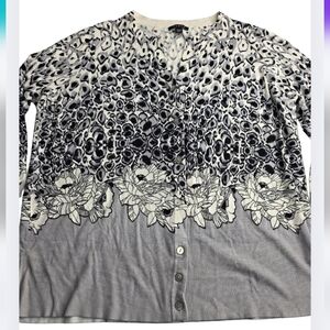 Cyrus 2X Gray Leopard Print Cardigan Sweater Button Down Soft Sexy Cg-3064